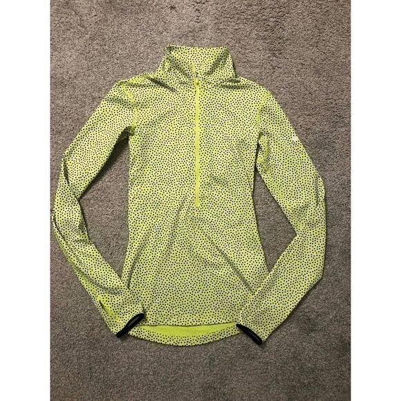 Nike Dri-Fit Hyper Warm 1/2 Zip Polka Dot Long-sleeves Neon Athletic Top XS - Picture 11 of 16